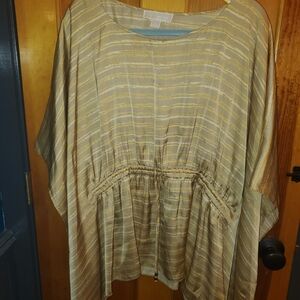 Michael Kors Gold Satin Drawstring Tunic XL